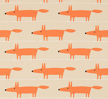 Scion Mr Fox Applique Tangerine/Linen