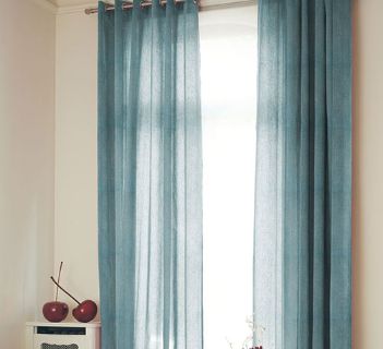 Voile Optik Faux Uni Vague Bleu